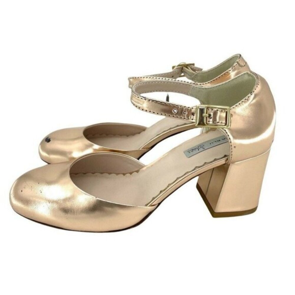 Tosca Blu Rose Gold Metallic Patent Leather D'Orsay Pumps Heels SZ 36 EU